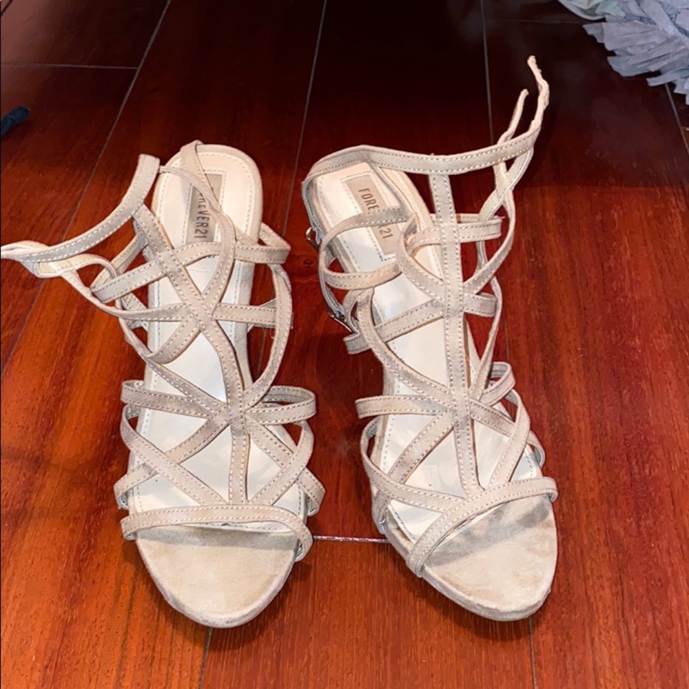 Beige heeled sandals